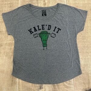 “Kale’d It” Pun Graphic Tee | Size L | Funny Fitness-Inspired Dolman T-Shirt
